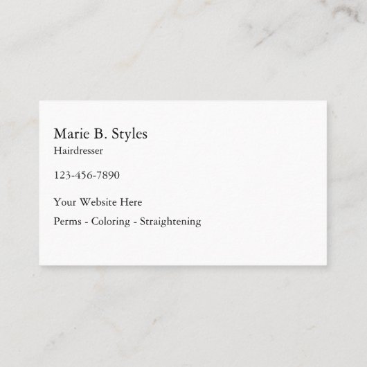 Cartes de visite de cheveux de beauté (Dos)