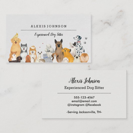 Cartes de visite de chiens (Devant / Derrière)