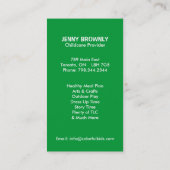 Cartes de visite de Childcare (Dos)