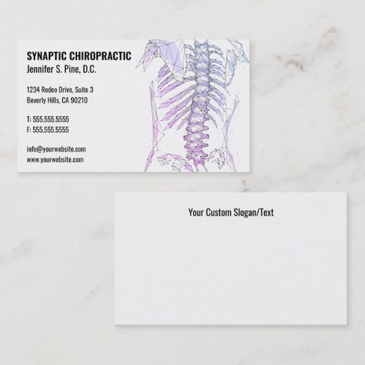 Cartes de visite de chiropratique de la colonne ve (Devant / Derrière)