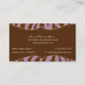 Cartes de visite de chocolat Zebra Lavender (Dos)