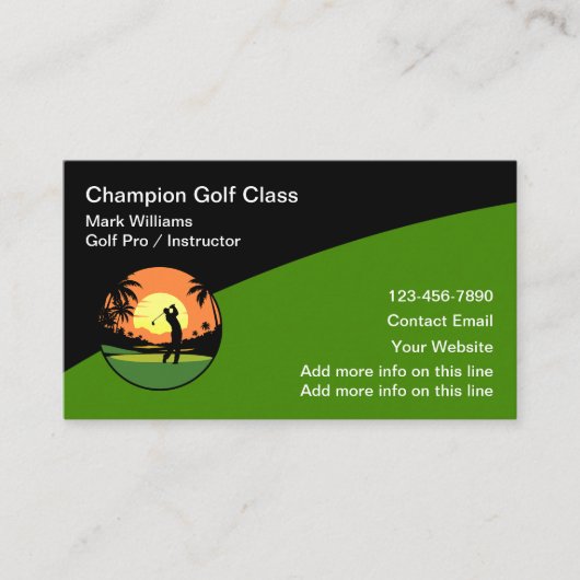 Cartes de visite de classe d'instructeur de golf c (Devant)