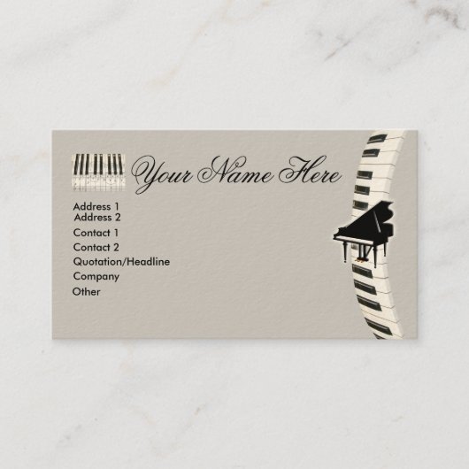Cartes de visite de clavier de piano (Devant)