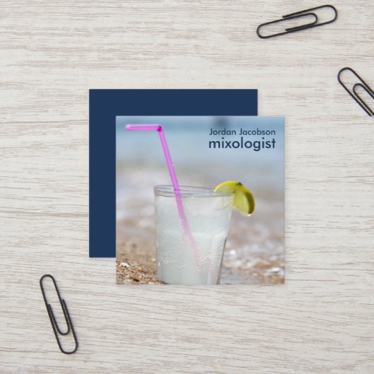 Cartes de visite de cocktail de plage (Devant/Arrière en situation)