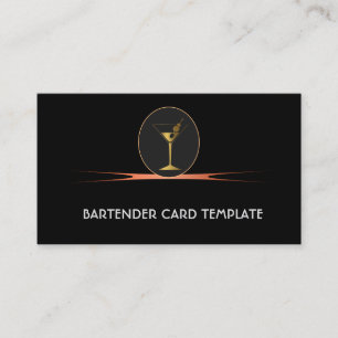 Cartes de visite de cocktails d'or Bartending