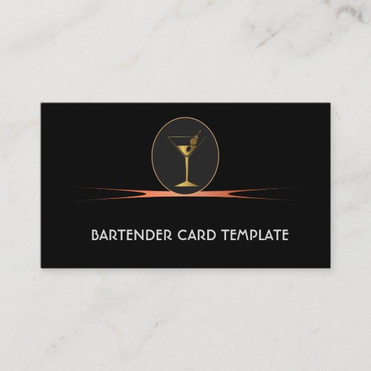 Cartes de visite de cocktails d'or Bartending (Devant)