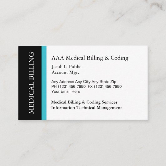 Cartes de visite de code facturation Médicale (Devant)
