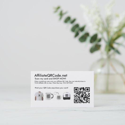 Cartes de visite de code QR affiliés (Debout devant)