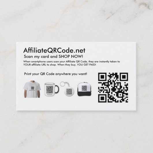 Cartes de visite de code QR affiliés (Devant)