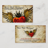 Cartes de visite de coeur à ailes par tatouage (Devant / Derrière)