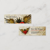 Cartes de visite de coeur à ailes par tatouage (Devant / Derrière)