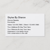 Cartes de visite de coiffeur (Dos)