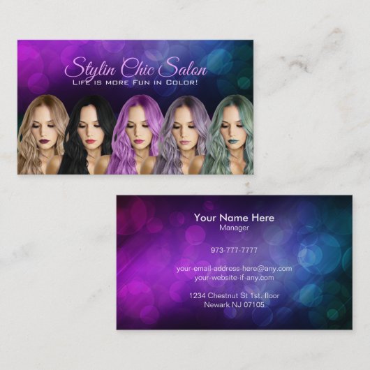 Cartes de visite de coiffeur (Devant / Derrière)