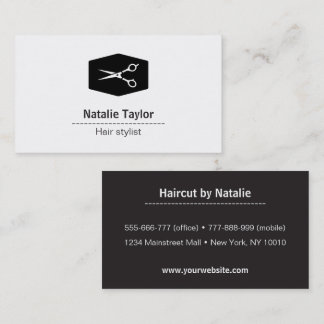 Cartes de visite de coiffeur aux ciseaux noir et b