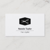 Cartes de visite de coiffeur aux ciseaux noir et b (Devant)
