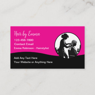 Cartes de visite de coiffeur branchées en rose