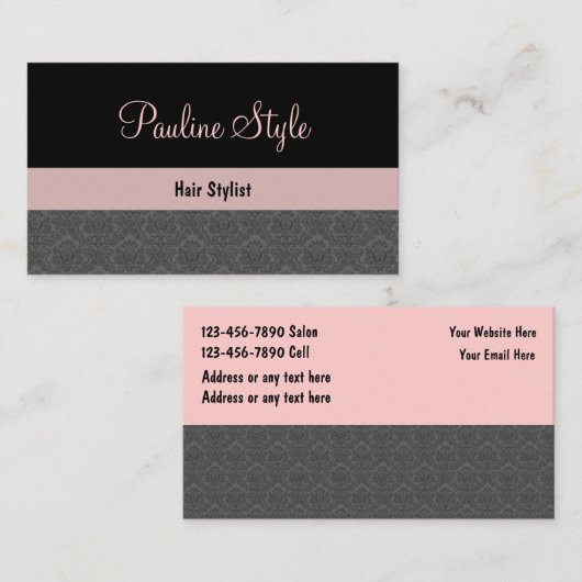 Cartes de visite de coiffeur Damas (Devant / Derrière)