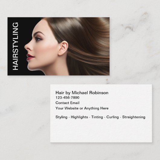 Cartes de visite de coiffeur indépendant branché (Devant / Derrière)