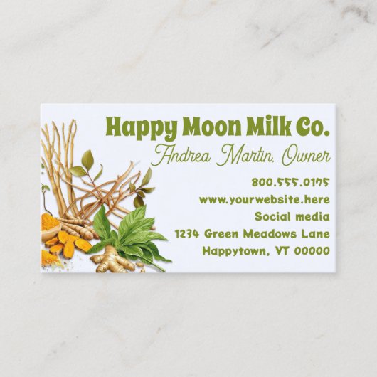 Cartes de visite de conception d'herboriste Herb (Devant)