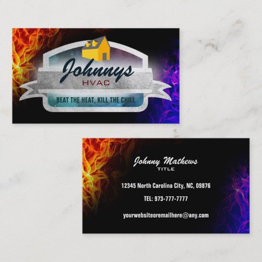 Cartes de visite de conception graphique HVAC (Devant / Derrière)