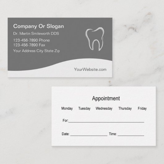 Cartes de visite de conception moderne de dentiste (Devant / Derrière)