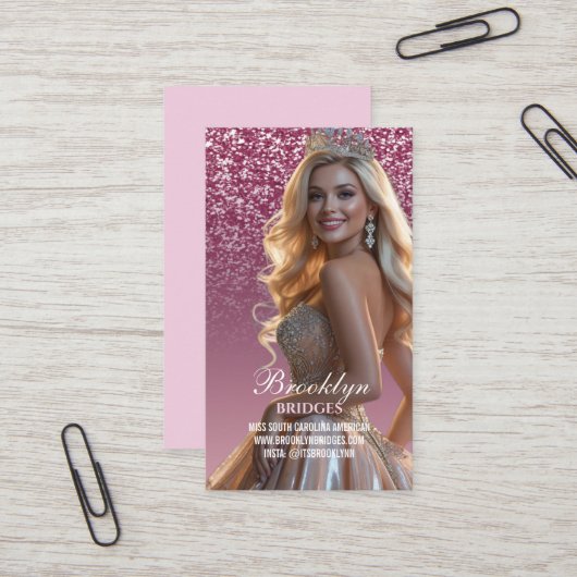 Cartes de visite de concours Berry Sparkle avec ph (Devant/Arrière en situation)