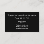 Cartes de visite de conducteur de camion (Dos)