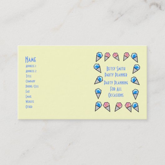 Cartes de visite de cônes de crème glacée - Entièr (Devant)