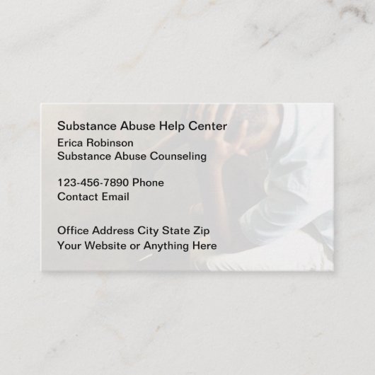 Cartes de visite de conseil en toxicomanie (Devant)