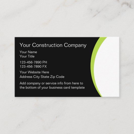 Cartes de visite de construction (Devant)