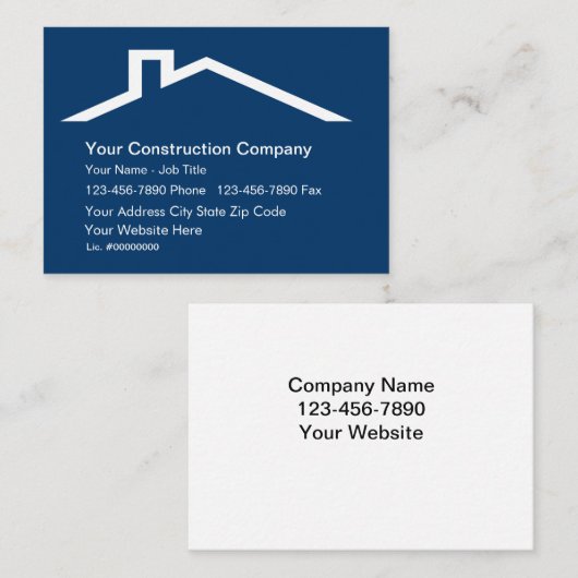 Cartes de visite de construction (Devant / Derrière)