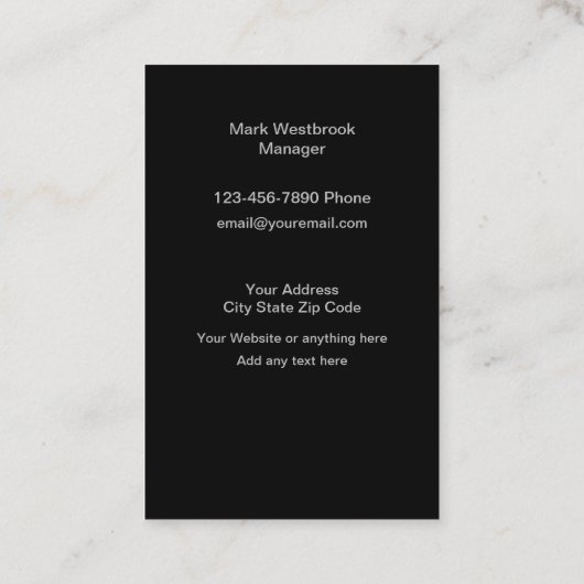 Cartes de visite De Construction Classique Et Cool (Dos)