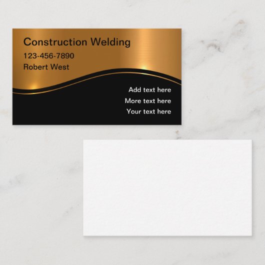 Cartes de visite de construction de soudage classi (Devant / Derrière)