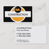 Cartes de visite de construction du bulldozer noir (Devant / Derrière)