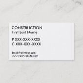 Cartes de visite de construction du bulldozer noir (Dos)