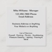 Cartes de visite de construction uniques en gras (Dos)