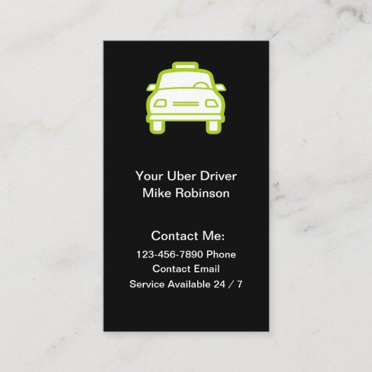 Cartes de visite de contact simple Uber Driver (Devant)