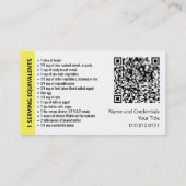 Cartes de visite de contrôle de la partie (Dos)