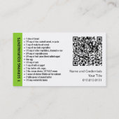 Cartes de visite de contrôle de la partie (Dos)