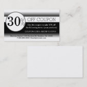 Cartes de visite de coupon simple noir blanc (Devant / Derrière)