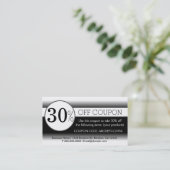 Cartes de visite de coupon simple noir blanc (Debout devant)