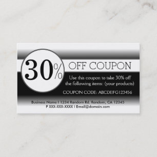 Cartes de visite de coupon simple noir blanc