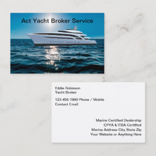 Cartes de visite de courtage de yacht de luxe bril