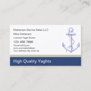 Cartes de visite de courtier en yachts