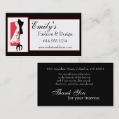 Cartes de visite de couture de mode de la (Devant / Derrière)