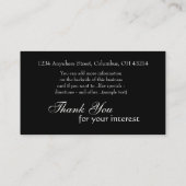 Cartes de visite de couture de mode de la (Dos)