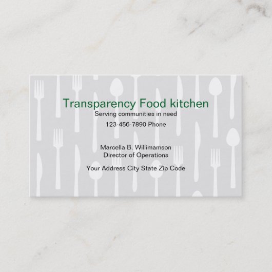 Cartes de visite de cuisine de nourriture (Devant)