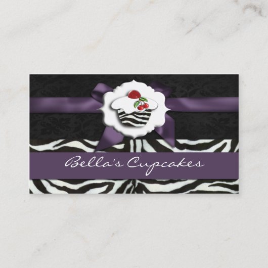 cartes de visite de cupcake chic violet (Devant)