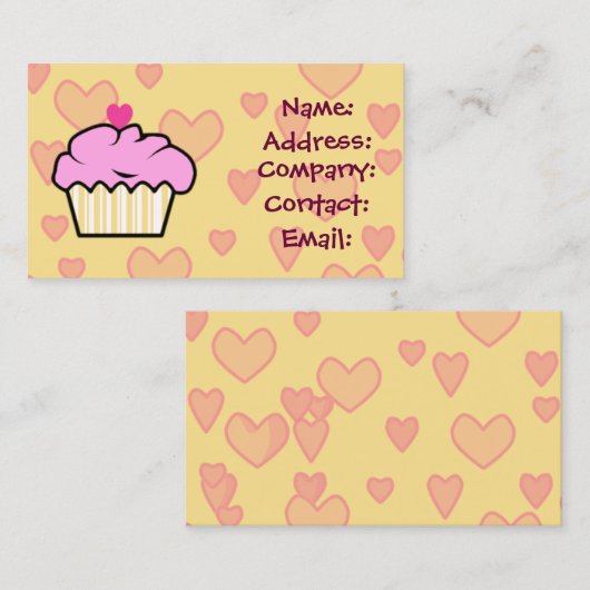 cartes de visite de cupcake doux (Devant / Derrière)