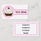 Cartes de visite de cupcake rose (Devant / Derrière)